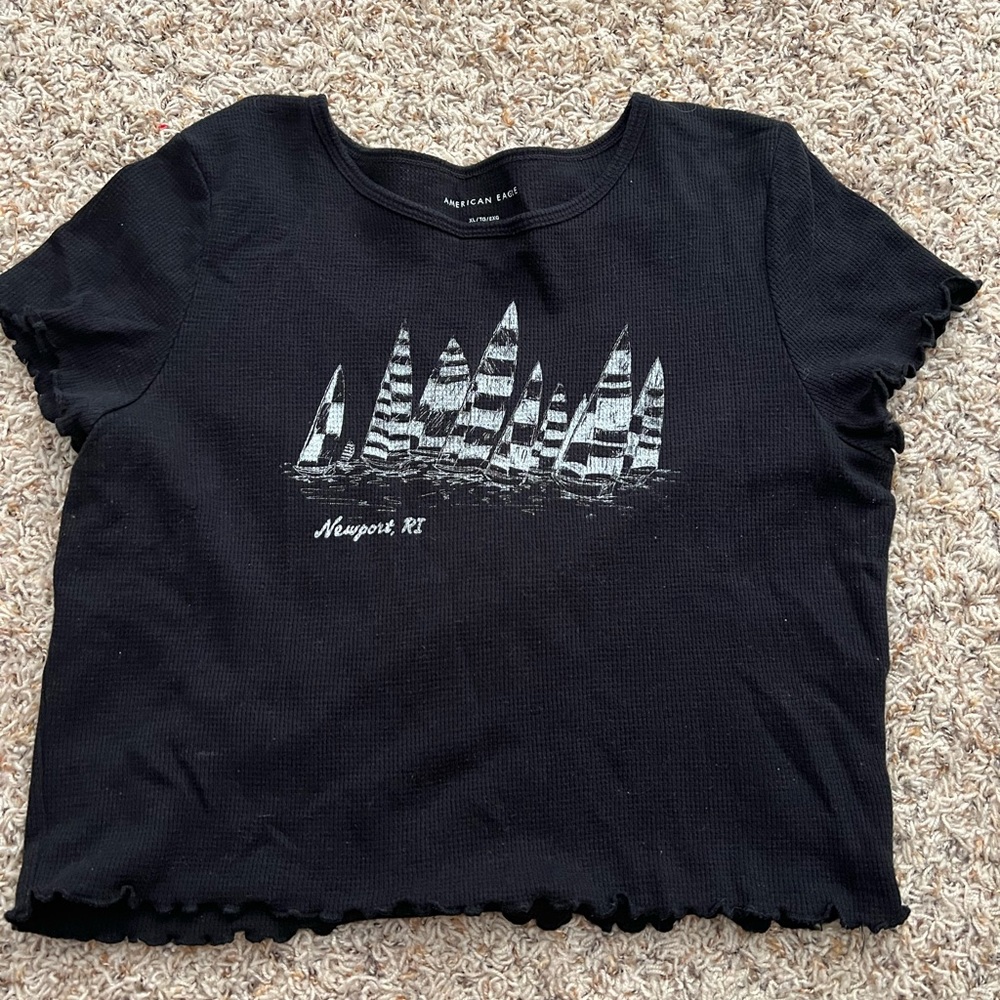 Black designed American eagle babydoll shirt